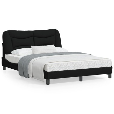 Bed frame with LED lights black fabric 140x200 cm by , Beds and slatted bases - Ref: Foro24-3213706, Price: 225,60 €, Discoun...