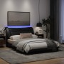 Bed frame with LED lights black fabric 140x200 cm by , Beds and slatted bases - Ref: Foro24-3213706, Price: 225,60 €, Discoun...