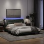 Bed frame with LED lights dark gray fabric 160x200 cm by , Beds and slatted bases - Ref: Foro24-3213712, Price: 265,14 €, Dis...