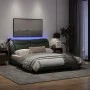 Bed frame with LED lights dark gray fabric 160x200 cm by , Beds and slatted bases - Ref: Foro24-3213712, Price: 264,66 €, Dis...