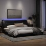 Estructura de cama con luces LED tela negro 200x200 cm