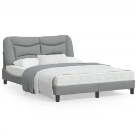 Bed frame with LED lights light gray fabric 140x200 cm by , Beds and slatted bases - Ref: Foro24-3213704, Price: 234,66 €, Di...