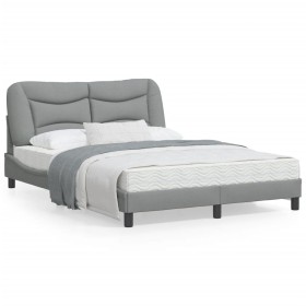 Estructura de cama con luces LED tela gris claro 140x200 cm de , Camas y somieres - Ref: Foro24-3213704, Precio: 236,54 €, De...