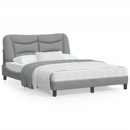 Estructura de cama con luces LED tela gris claro 140x200 cm de , Camas y somieres - Ref: Foro24-3213704, Precio: 234,64 €, De...