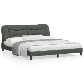 Bed frame with LED lights dark gray fabric 180x200 cm by , Beds and slatted bases - Ref: Foro24-3213719, Price: 268,56 €, Dis...
