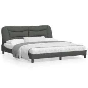 Estructura de cama con luces LED tela gris oscuro 180x200 cm de , Camas y somieres - Ref: Foro24-3213719, Precio: 269,32 €, D...