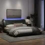 Bed frame with LED lights dark gray fabric 180x200 cm by , Beds and slatted bases - Ref: Foro24-3213719, Price: 270,30 €, Dis...