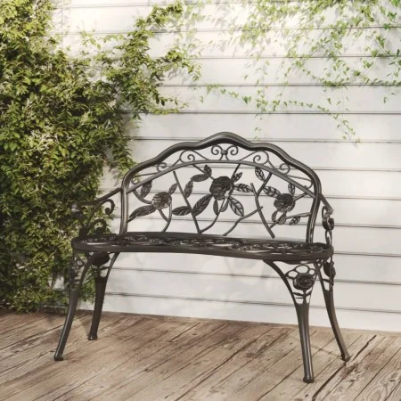 Banco de jardín de aluminio fundido negro 100 cm de , Bancos de jardín - Ref: Foro24-317740, Precio: 164,54 €, Descuento: %