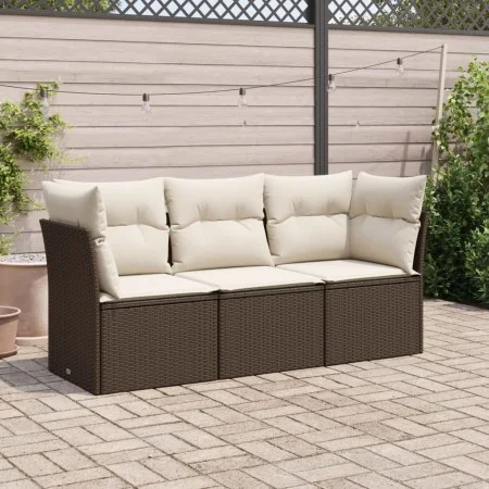 Set sofás de jardín 3 piezas y cojines ratán sintético marrón by , Garden sets - Ref: Foro24-3249052, Price: 216,02 €, Discou...