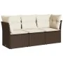 Set sofás de jardín 3 piezas y cojines ratán sintético marrón by , Garden sets - Ref: Foro24-3249052, Price: 216,02 €, Discou...