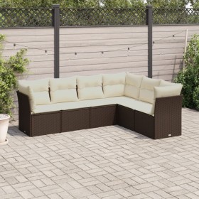 Set sofás de jardín 6 piezas y cojines ratán sintético marrón by , Garden sets - Ref: Foro24-3249522, Price: 398,54 €, Discou...