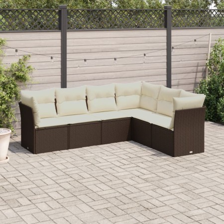 Set aus 6-teiligen Gartensofas und Kissen aus braunem Kunst-Rattan. von , Gartensets - Ref: Foro24-3249522, Preis: 398,54 €, ...
