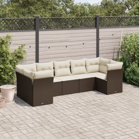 Juego de sofás de jardín 7 piezas con cojines ratán PE marrón by , Garden sets - Ref: Foro24-3249962, Price: 476,55 €, Discou...