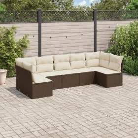 7-teiliges Gartensitzgruppen-Set mit braunen PE-Rattan-Kissen. von , Gartensets - Ref: Foro24-3249272, Preis: 446,83 €, Rabat...