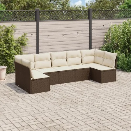 Juego de sofás de jardín 7 piezas con cojines ratán PE marrón by , Garden sets - Ref: Foro24-3249272, Price: 446,83 €, Discou...