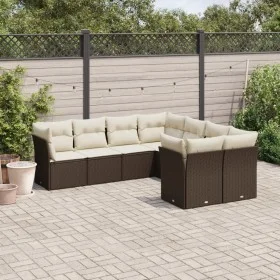 Set of 8-piece garden sofas and brown synthetic rattan cushions by , Garden sets - Ref: Foro24-3250432, Price: 553,96 €, Disc...