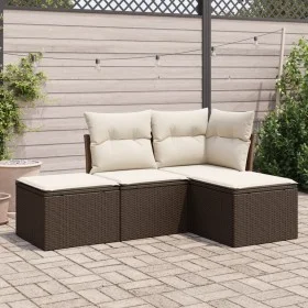 Set de sofás de jardín 4 pzas y cojines ratán sintético marrón de , Conjuntos de jardín - Ref: Foro24-3217483, Precio: 235,09...