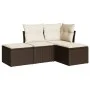 Gartensofagarnitur 4-teilig mit braunen Polstern aus synthetischem Rattan. von , Gartensets - Ref: Foro24-3217483, Preis: 235...