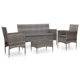 4-piece garden furniture set and gray synthetic rattan cushions by vidaXL, Garden sets - Ref: Foro24-45890, Price: 245,59 €, ...