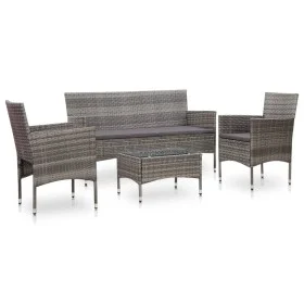 4-teiliges Gartenmöbel-Set und graue synthetische Rattankissen von vidaXL, Gartensets - Ref: Foro24-45890, Preis: 194,98 €, R...