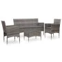 Set de muebles de jardín 4 pzas y cojines ratán sintético gris de vidaXL, Conjuntos de jardín - Ref: Foro24-45890, Precio: 24...