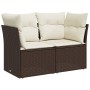 Sofá de jardín con cojines 2 plazas ratán sintético marrón by , Outdoor sofas - Ref: Foro24-366217, Price: 171,36 €, Discount: %