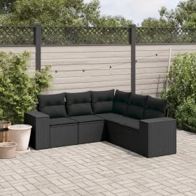 Gartenmöbel-Set 5-teilig mit schwarzen Polstern aus synthetischem Rattan von , Gartensets - Ref: Foro24-3254882, Preis: 368,4...