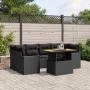 Set de comedor de jardín 7 pzas y cojines ratán sintético negro de , Conjuntos de jardín - Ref: Foro24-3271209, Precio: 500,2...