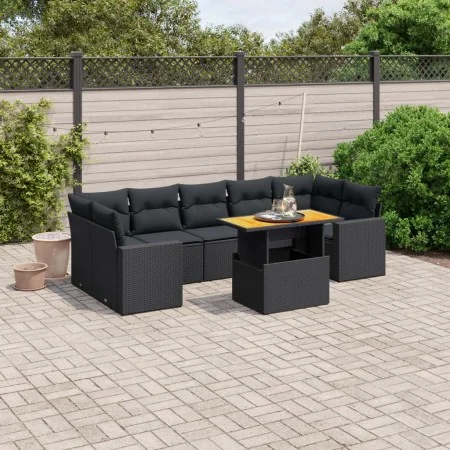Set de sofás de jardín 8 piezas y cojines ratán sintético negro by , Garden sets - Ref: Foro24-3271223, Price: 580,90 €, Disc...