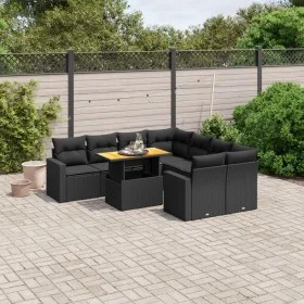 Set de sofás de jardín 8 piezas y cojines ratán sintético negro by , Garden sets - Ref: Foro24-3271237, Price: 612,78 €, Disc...