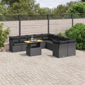 Set de sofás de jardín 11 pzas y cojines ratán sintético negro by , Garden sets - Ref: Foro24-3271041, Price: 746,22 €, Disco...
