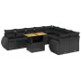 Gartensofa-Set, 10-teilig, mit schwarzen Kissen und synthetischem Rattan. von , Gartensets - Ref: Foro24-3272350, Preis: 681,...