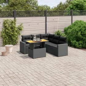 Set de sofás de jardín 6 piezas y cojines ratán sintético negro by , Garden sets - Ref: Foro24-3271307, Price: 429,03 €, Disc...