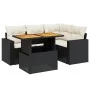 Set de muebles de jardín 5 pzas y cojines ratán sintético negro by , Garden sets - Ref: Foro24-3271294, Price: 351,28 €, Disc...