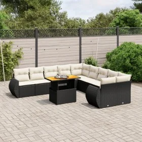 Set de sofás de jardín 11 pzas y cojines ratán sintético negro by , Garden sets - Ref: Foro24-3272386, Price: 766,38 €, Disco...