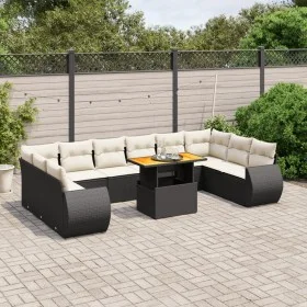 Set de sofás de jardín 11 pzas y cojines ratán sintético negro by , Garden sets - Ref: Foro24-3272365, Price: 766,38 €, Disco...
