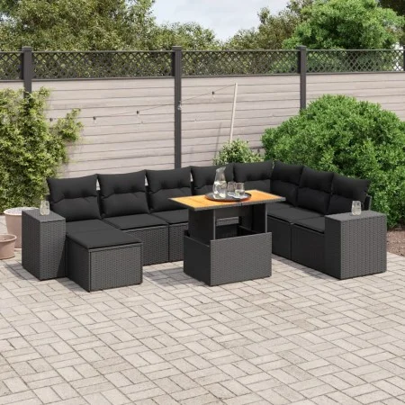 Set de sofás de jardín 8 piezas y cojines ratán sintético negro by , Garden sets - Ref: Foro24-3275960, Price: 651,02 €, Disc...