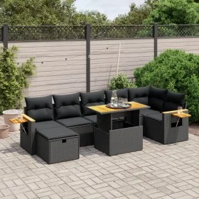 Set de sofás de jardín 8 piezas y cojines ratán sintético negro by , Garden sets - Ref: Foro24-3276149, Price: 570,76 €, Disc...