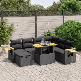 Set de sofás de jardín 8 piezas y cojines ratán sintético negro by , Garden sets - Ref: Foro24-3276156, Price: 570,76 €, Disc...