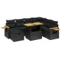 8-teiliges Gartensofa-Set und Kissen aus schwarzem Kunststoff-Rattan. von , Gartensets - Ref: Foro24-3276156, Preis: 568,05 €...