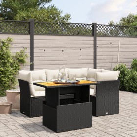 Set de muebles de jardín 5 pzas y cojines ratán sintético negro de , Conjuntos de jardín - Ref: Foro24-3270811, Precio: 339,7...