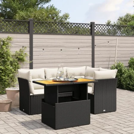 Set de muebles de jardín 5 pzas y cojines ratán sintético negro de , Conjuntos de jardín - Ref: Foro24-3270811, Precio: 352,3...