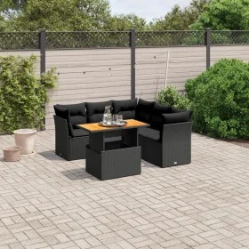 Gartenmöbel-Set 5-teilig mit schwarzen Polstern aus synthetischem Rattan von , Gartensets - Ref: Foro24-3270824, Preis: 427,5...