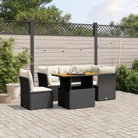 Set de muebles de jardín 5 pzas y cojines ratán sintético negro de , Conjuntos de jardín - Ref: Foro24-3270832, Precio: 408,5...
