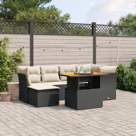 7-piece garden dining set with black synthetic rattan cushions by , Garden sets - Ref: Foro24-3270937, Price: 448,49 €, Disco...
