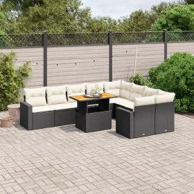 Gartensofa-Set, 10-teilig, mit schwarzen Kissen und synthetischem Rattan. von , Gartensets - Ref: Foro24-3271469, Preis: 613,...