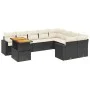 Gartensofa-Set, 10-teilig, mit schwarzen Kissen und synthetischem Rattan. von , Gartensets - Ref: Foro24-3271476, Preis: 613,...