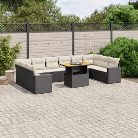 Gartensofagarnitur 11-teilig mit schwarzen Kissen aus synthetischem Rattan von , Gartensets - Ref: Foro24-3271483, Preis: 678...
