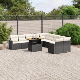 Gartensofagarnitur 11-teilig mit schwarzen Kissen aus synthetischem Rattan von , Gartensets - Ref: Foro24-3271504, Preis: 644...