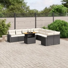 Set de sofás de jardín 11 pzas y cojines ratán sintético negro by , Garden sets - Ref: Foro24-3271504, Price: 678,71 €, Disco...